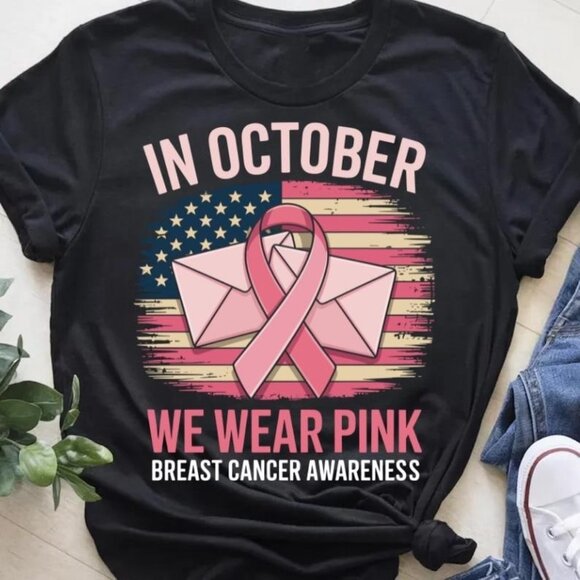 In October We Wear Pink Postal Worker Tee - Picture 1 of 3